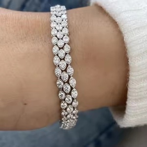 สร้อยข้อมือเพชรมอยส์ซอไนต์สำหรับผู้หญิงสร้อยข้อมือเทนนิสสีขาวทอง14K แบบกลม - Product Image 5