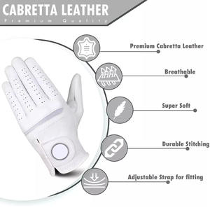 Venta caliente Guantes blancos Golf Cabretta Guante de golf personalizado antideslizante de alta calidad Cuero sintético completo - Product Image 4