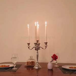 Bougeoir en aluminium indien classique à 5 bras bougeoir en métal poli brillant de 16 pouces de haut pour la décoration de la maison boîte emballée - Product Image 2