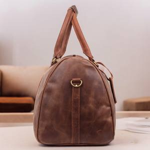 Lujo personalizado cuero de vaca Weekender Duffle Bag cremallera poliéster llevar equipaje para viajes al aire libre gimnasio deportes almacenamiento hombres - Product Image 5