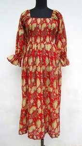 Collection Antique Caftan Tie Dye personnalisé Long printemps demi manches tissu rayonne coupe ample fente latérale bouton de taille naturel - Product Image 2