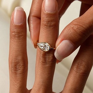 1.5 Carat Pear Brilliant Cut Lab Grown Diamond East West <b>Solitaire</b> Engagement <b>Ring</b> Modern 14K Gold Elegant Design - Product Image 2