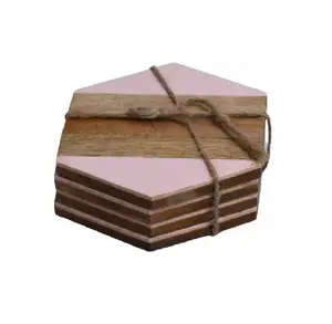 Posavasos decorativo de madera con forma hexagonal para mesa de cocina, alfombrillas/almohadillas de diseño antiguo, plato de servicio de té, nuevo diseño