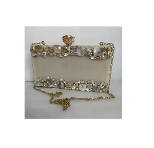 Sac à main artisanal en forme de croissant, avec chaînes, pour soirée, voyage, artisanat, bandoulière réglable pour filles, écologique - Product Image 3