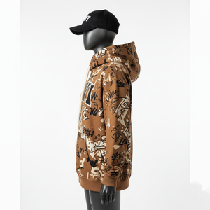 Sweat à capuche pour femme, lourd, 320 GSM, polaire brossé, marron, impression par sublimation graphique, impression sérigraphique, logo, sweat à capuche basique pour femme - Product Image 3