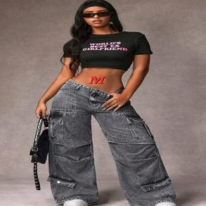 <b>Ladies</b> Fashion Casual Loose-fitting Mid Skinny Denim Cotton <b>Stretch</b> <b>Jean</b> Plus Size Women's Sustainable <b>Jeans</b> Trendy Baggy - Product Image 3