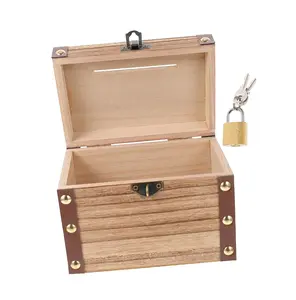 1套木制钱箱化妆容器装饰唇彩容器硬币储蓄盒古典珠宝收纳盒
