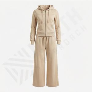 Conjunto Deportivo de Dos Piezas para Mujer, Invierno 2025, Estilo Vintage, Algodón, Pantalones con Capucha, Transpirable, Informal, con Logotipo Personalizado - Product Image 1