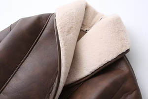 Manteau en cuir pour femme de haute qualité, couleur chocolat, avec fourrure, manches longues, manteaux en fausse fourrure pour femme, vêtements d'hiver, manteau, veste - Product Image 4