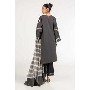 เสื้อเชิ้ตผ้าฝ้ายพิมพ์ลายสกรีนสีดำสไตล์เรียบร้อยพร้อมผ้าคลุมไหล่ - Product Image 2