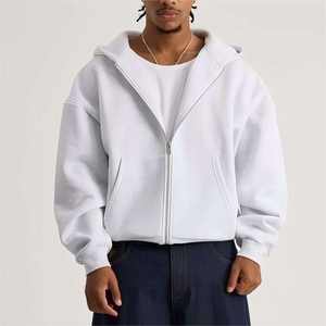 Sudadera con capucha personalizada 100% algodón de lana pesada de gran tamaño para hombre, Sudadera con capucha Boxy Fit, ropa de calle informal en blanco, sudadera con cremallera personalizada - Product Image 5