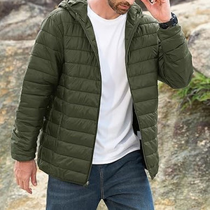 OEM ODM Custom Logo <b>Men's</b> Winter Outdoor Windproof Quilted <b>Jacket</b> Solid Hooded Puffer <b>Jackets</b> For <b>Men</b> - Product Image 2
