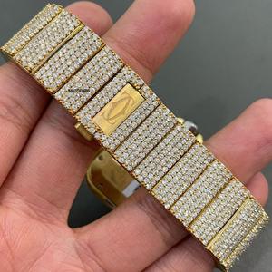 Montre automatique de luxe en or sertie de moissanite avec boîtier entièrement serti de diamants, cadran romain, bijoux hip-hop VVS1 - Product Image 4