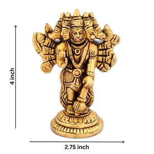 ตุ๊กตาฮานูแมน panchmukhi ทองเหลืองทำด้วยมือไม้มะฮอกกานีแข็งและขัดมัน - Product Image 2