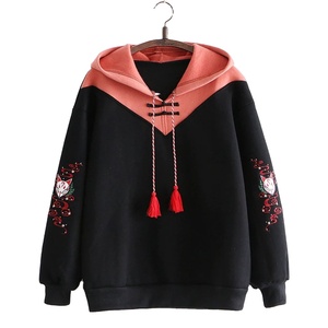 Sweat-shirts à capuche unis pour femmes OEM, hiver, avec broderie de logo personnalisée, en tissu polaire respirant, vêtements décontractés, marques à marque privée - Product Image 1