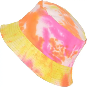 Casquette de pêcheur unisexe tie-dye avec logo personnalisé en relief, tissu en maille 100% polyester, protection solaire, vêtements de plage, vente en gros de casquettes de pêcheur tie-dye - Product Image 1