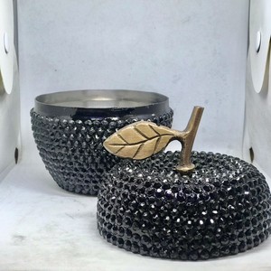 Best Selling Black Shinning Crystal High Quality Shape Candle <b>Jar</b> for Candle Making Decorative Apple - Product Image 3