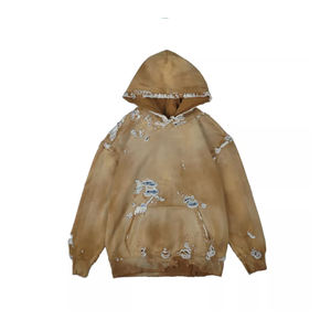 Streetwear surdimensionné pour homme, pull en molleton de coton vieilli, sweat à capuche lourd - Product Image 4