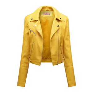Chaqueta de cuero de piel de oveja acolchada de manga larga para mujer de calidad superior, cremalleras de diseño de Color con logotipo personalizado para motocicletas - Product Image 5