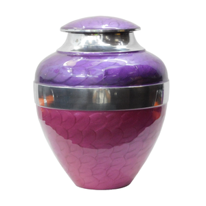 Urnes funéraires pour adultes en aluminium de qualité supérieure avec urnes funéraires en métal fini émail rose argenté et violet pour cendres humaines - Product Image 4