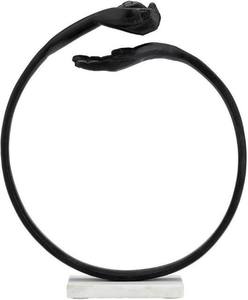 รูปปั้นตกแต่งทรงกลมทำจากโลหะสีดำแบบทันสมัยรูปปั้นบนฐานหินอ่อนสำหรับจัดแสดงในห้องนั่งเล่นและสำนักงาน - Product Image 3