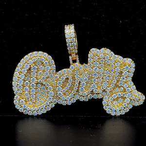 Berilz letra cursiva personalizada Hip Hop diseñador de moda personalizado plata Iced Out diamante nombre colgante para hombre fiesta - Product Image 1