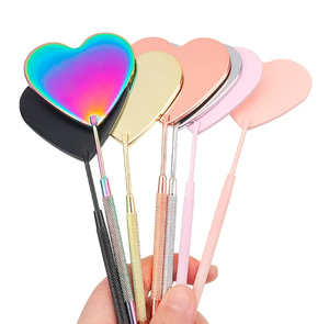Miroir de maquillage en acier inoxydable fait main en forme de coeur carré en forme de diamant pour outils d'extension de cils - Product Image 5