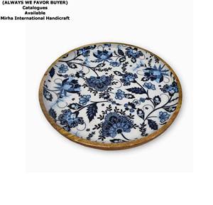 Plateau de service en bois à imprimé floral personnalisé de vente supérieure et chaude plateau en bois imprimé émaux fabriqué en Inde - Product Image 3
