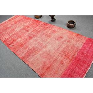 Tapis Turc Vintage Moderne 4.6X11.5 ft Rouge Grande Surface Laine Patchwork Latex 10mm Abstrait pour Couloir Rectangulaire Roomrug - Product Image 4