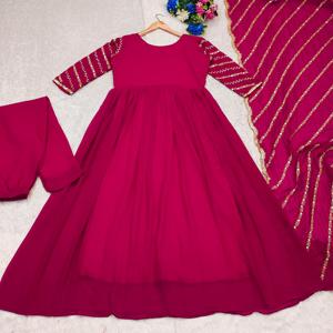 ชุดสูทชาราบูติกสีชมพูสไตล์อินเดียสำหรับใส่ทำงานแฟนซีพื้นเมืองสำหรับงานแต่งงานงานแต่งแบบดั้งเดิมของผู้หญิงขายดีที่สุด - Product Image 3