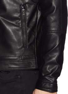 2024 Custom Logo Genuine <b>Leather</b> <b>Jacket</b> for Men <b>Long</b> Sleeve Slim Fit Patchwork Design Stand Collar Winter <b>jacket</b> for men - Product Image 4