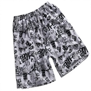 Shorts de bain pour hommes en coton tissé 100% à imprimé géométrique fruité, séchage rapide, respirant, grande taille, style hawaïen, été 2024 - Product Image 4