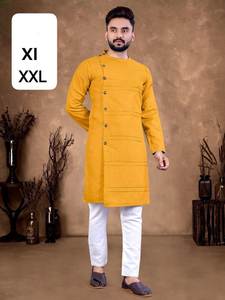 Festivals et célébrations dessinés à la main imprimé taille adulte Occasions vêtements pakistanais hommes traditionnel indien coton Kurta - Product Image 2