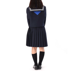 Diseños gratuitos Ropa de moda Azul marino Forro a cuadros Niñas japonesas Estudiante Uniformes escolares Blazer Vestido para la escuela - Product Image 4
