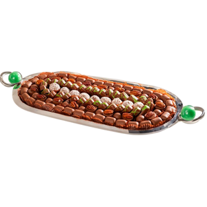 Plateau de service de bonbons au chocolat en métal argenté de qualité supérieure avec poignée florale - Product Image 1