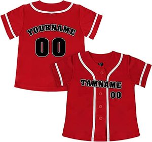 Maillot de baseball personnalisé pour enfants, blanc, manches courtes, boutons sur le devant, nom et numéro personnalisés, uniforme d'équipe pour garçons, toutes saisons - Product Image 5
