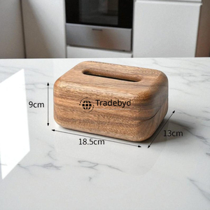 Luxury Wooden <b>Floral</b> Pattern Engraved Tissue <b>Box</b> & Holder Premium Quality Fashionable for Home Office Tradebyd - Product Image 2