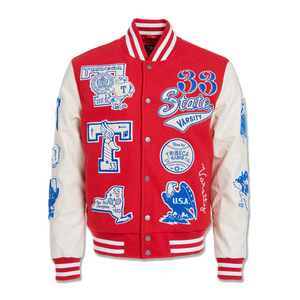 Custom Logo Wool Chenille Embroidery Baseball Letterman Collage Baseball <b>Jackets</b> Men <b>Vintage</b> Blank Leather Sleeve <b>Varsity</b> <b>Jacket</b> - Product Image 2