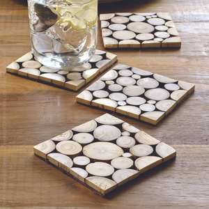 Dessous de verre en bois naturel avec support pour boissons, tapis et tampons en verre vaisselle, ustensiles de cuisine, sous-verres de thé de table au meilleur prix - Product Image 5