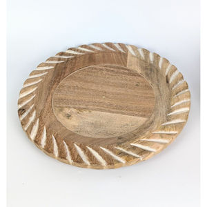 Assiette de service en bois artisanal, élégante, en forme de fleur, en bois massif naturel, pour la cuisine et la restauration - Product Image 4