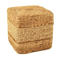 Ottoman rond en jonc de mer tissé naturel, décoration d'intérieur, OEM acceptable, table basse ottoman, fabriqué en usine au Vietnam
