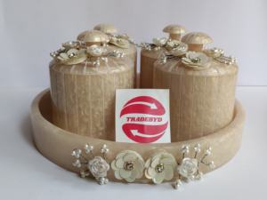 Plateau de service en résine de luxe de qualité supérieure 4 bocaux couvercles hermétiques décoration à motif fantaisie étanche à l'humidité meilleur cadeau pour les cadeaux - Product Image 3