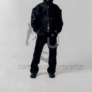 UNBRIDLEDS INDUSTRY Double Zip Cowhide Hoodie Black Hairon Genuine Leather Men's Winter Breathable Windproof - Product Image 5