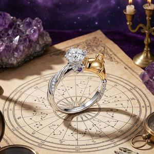 Bague de mode Jeulia Luna Astra bicolore torsadée pavée signe du zodiaque Verseau - Product Image 4