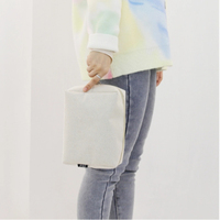 Trousse de toilette femme en toile de coton beige PFIVE, double fermeture éclair, imprimée, écologique, de haute qualité et tendance, vente en gros