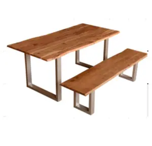 Dernier Design 100% en bois de Sheesham pur, bord direct, salle à manger à tokyo avec pieds en acier inoxydable
