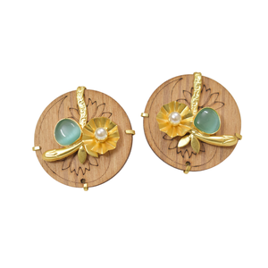 Design à la mode élégant à la mode en bois pierre boucles d'oreilles bijoux rond cercle forme boucles d'oreilles pour filles et femmes - Product Image 1