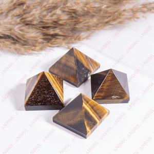 Pyramides en cristal d'œil de tigre naturel polies et gravées en gros, mascotte pour la décoration spirituelle de la maison et le Feng Shui - Product Image 3