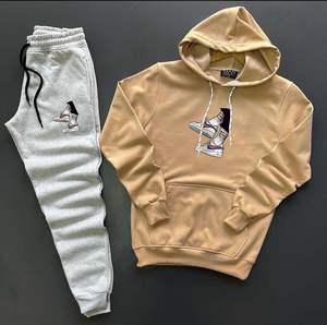 Conjunto de Sudadera con Capucha y Pantalones Deportivos de Punto de Poliéster/Algodón Sólido Personalizado OEM, de Alta Calidad, Ecológico, Estilo Vintage Desgastado - Product Image 1