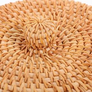 กล่องแต่งหน้าหวายทรงกลมพร้อมฝาปิดกล่องเก็บแฮนด์เมดอุปกรณ์ตกแต่งบ้านและบ้านธรรมชาติเป็นมิตรกับสิ่งแวดล้อมขายส่งจากเวียดนาม - Product Image 3